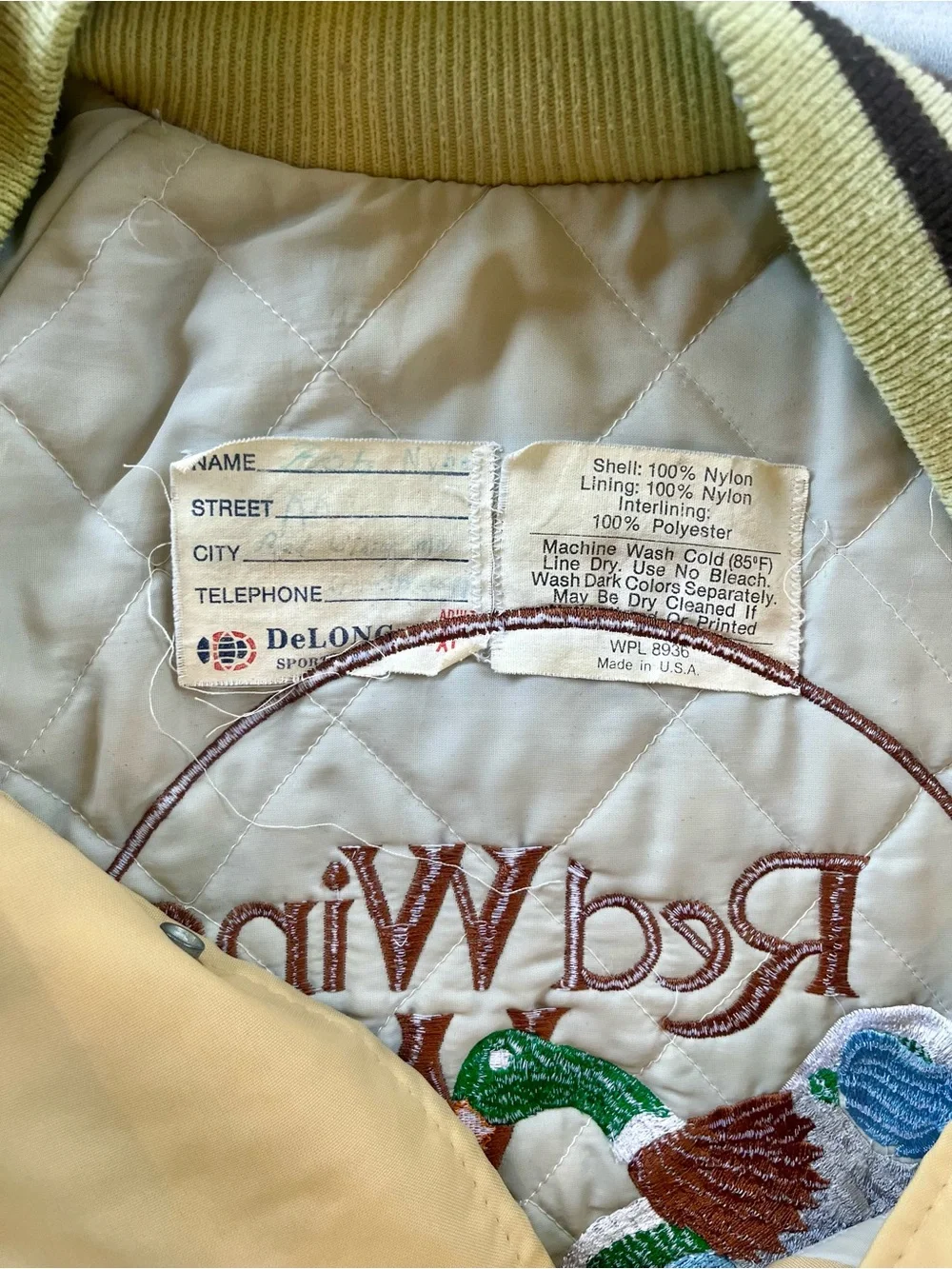 Vintage Red Wing Wildlife League Embroidered Bomber Jacket - Cream